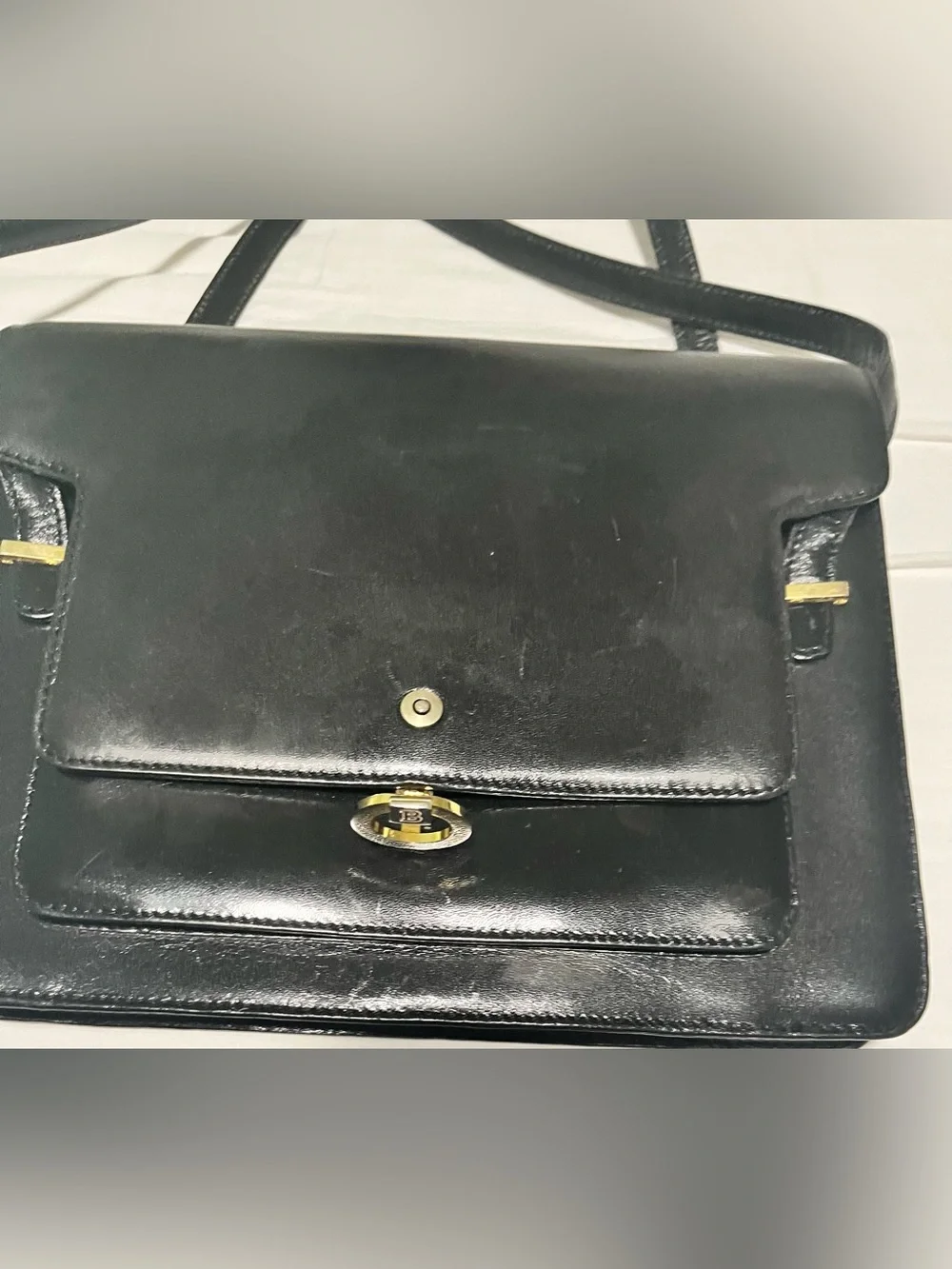 Bally Black Leather Women's Shoulder Bag with Gold Accent